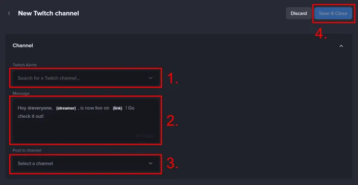 Mockup illustrating stream cancellation and break notifications across Twitter, Discord, and Twitch