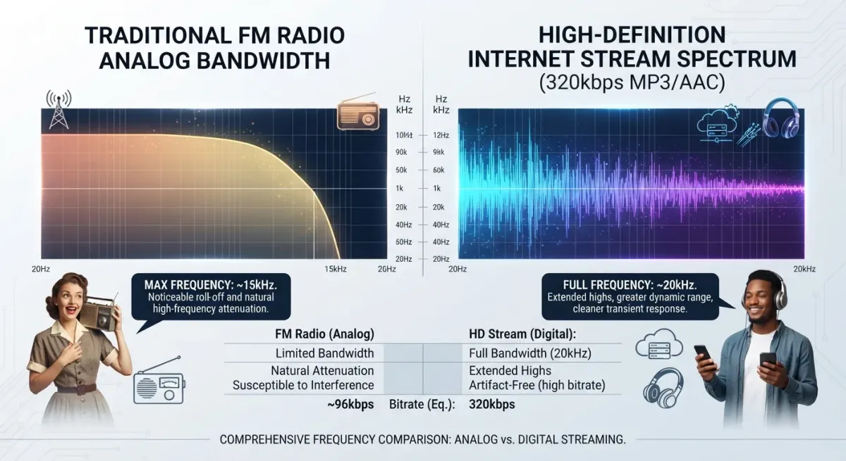 Differences Between Regional Radio Frequencies and Internet Live Radio