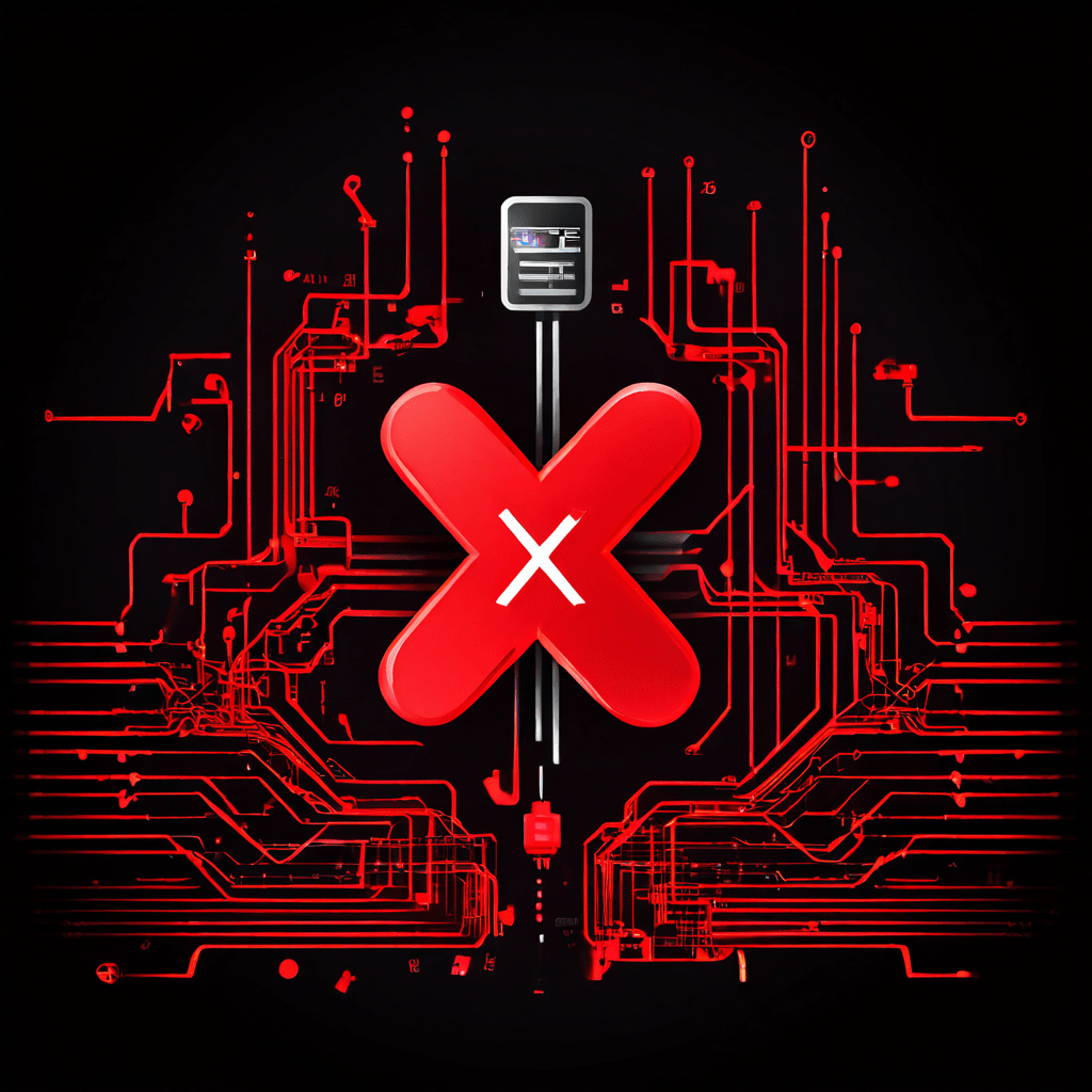 데이터 전송 과정에서 발생할 수 있는 케이블 단선, 서버 오류, Wi-Fi 신호 끊김 문제를 순서도 형태로 설명하고 각 장애 지점에 빨간색 X 표시를 한 이미지입니다.