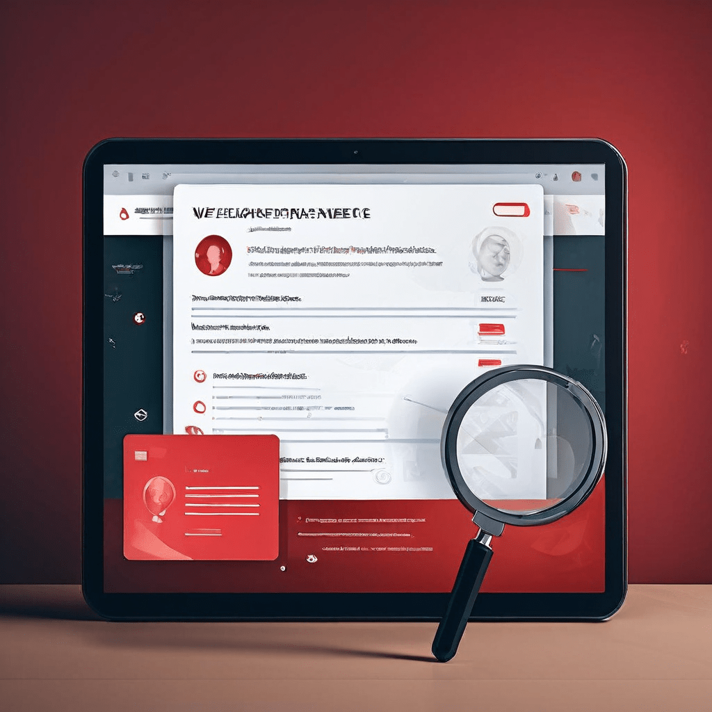 웹사이트 인터페이스와 해당 사용 설명서를 나란히 비교하며, 돋보기와 빨간색 체크 표시로 일치하는 디테일을 정확하게 확인하는 화면 구성을 보여줍니다.