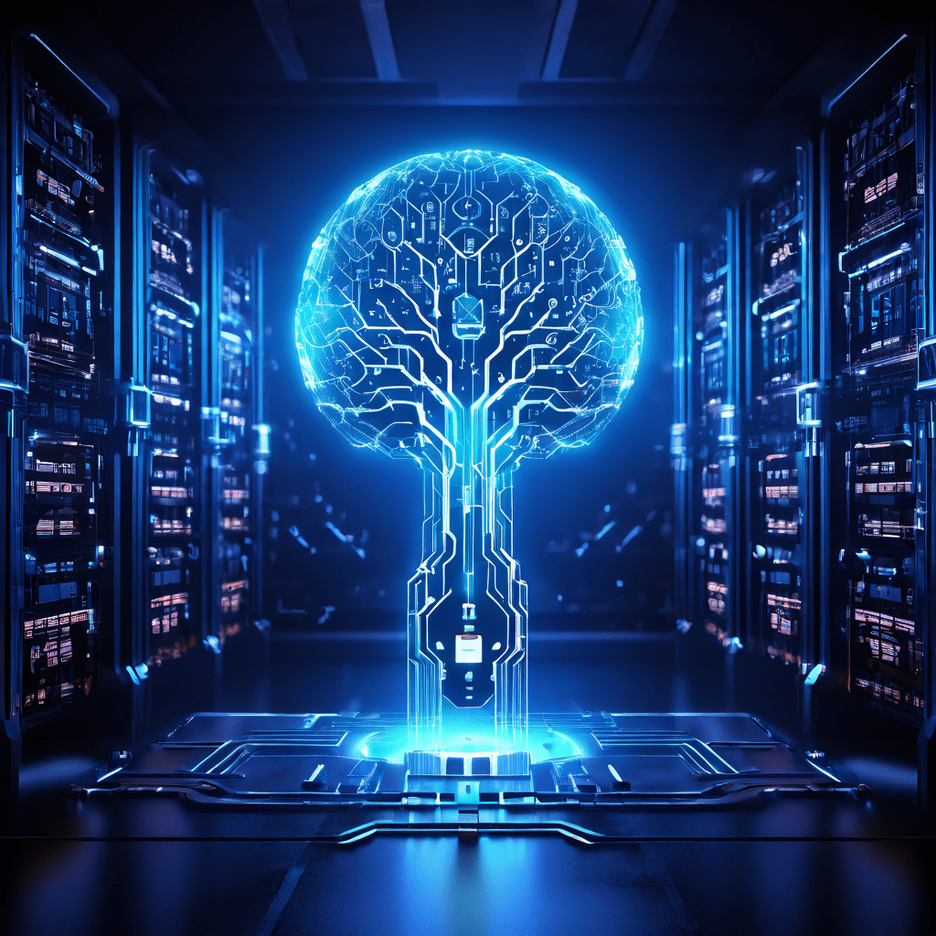 디지털 키가 보안 서버 요새의 시스템 코어를 해제하며 빛나는 관리 경로들이 복잡하게 뻗어 나가는 모습을 상징적으로 표현한 이미지입니다.