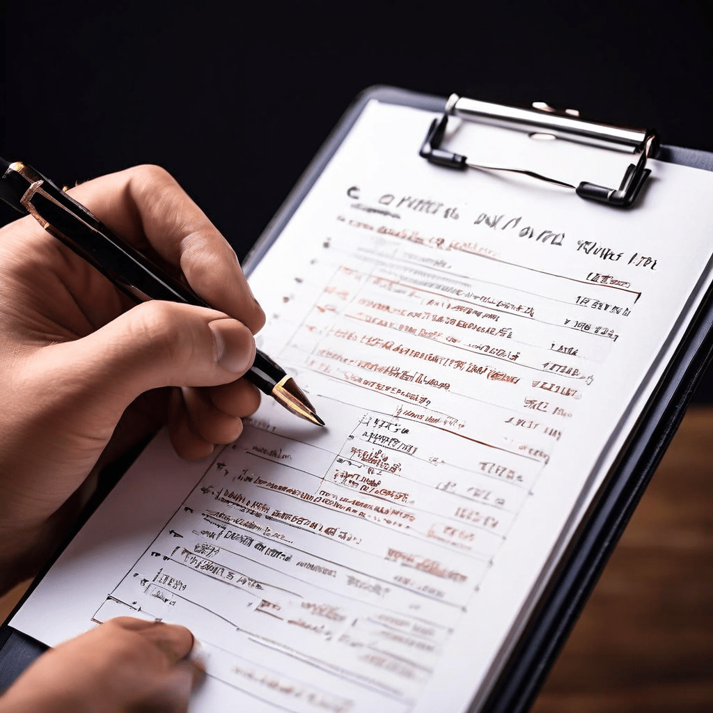 작업 현장에서 안전 점검 항목을 하나씩 확인하며 완료하는 구체적인 과정을 담은 이미지로, 안전 관리의 철저함과 책임감을 강조합니다.