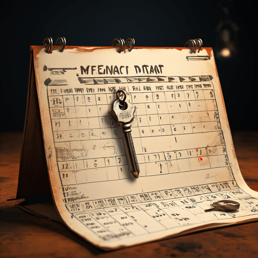 주요 날짜가 표시된 달력과 오래된 배너 위에 새 배너를 설치하는 모습으로, 최대 효과를 위한 시의적절하고 정기적인 콘텐츠 업데이트의 중요성을 상징적으로 보여줍니다.