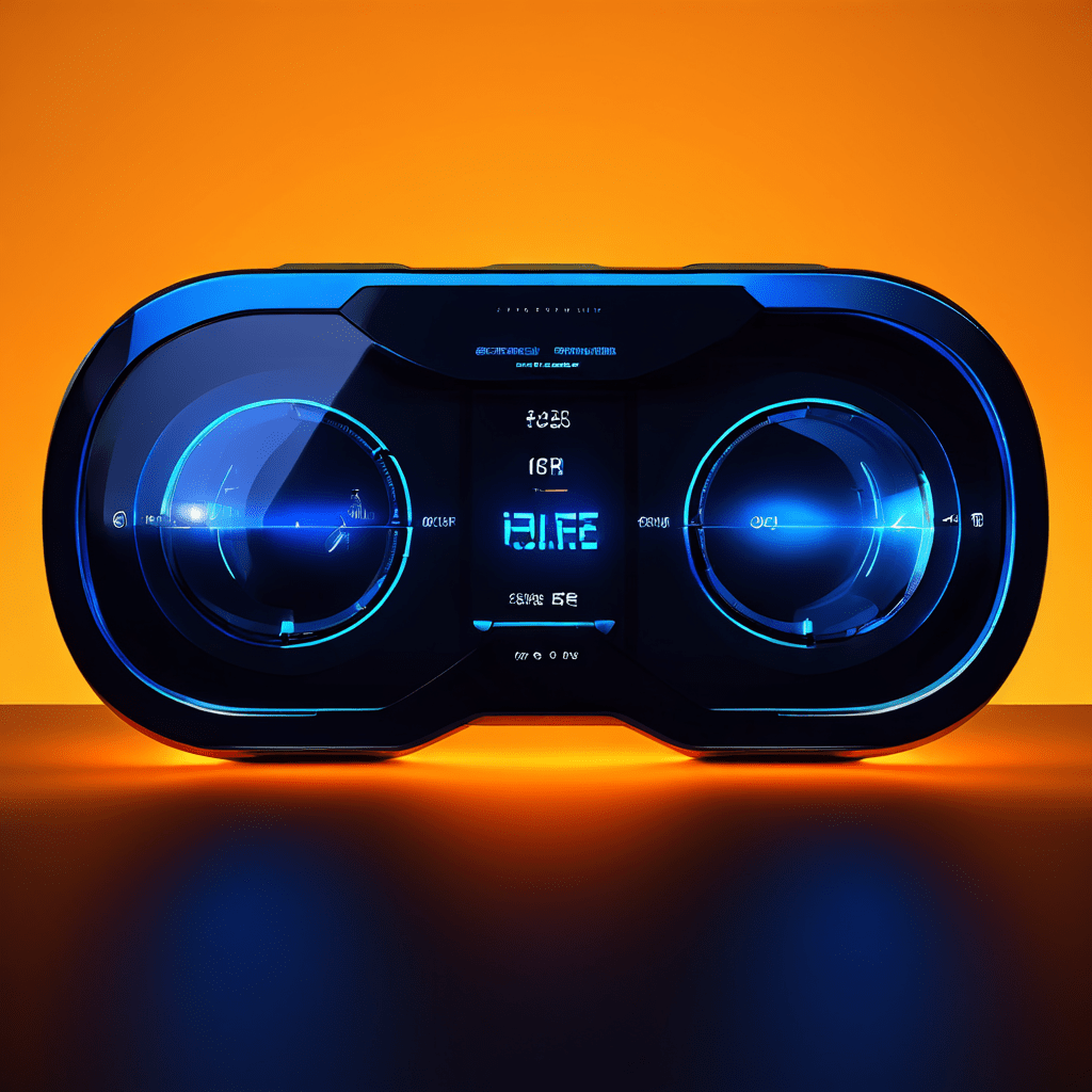 사용자 눈의 피로도를 고려한 주간 모드와 야간 모드, 그리고 밝기 및 대비 조절 슬라이더가 포함된 세련되고 미래지향적인 사용자 인터페이스를 보여주는 이미지입니다.