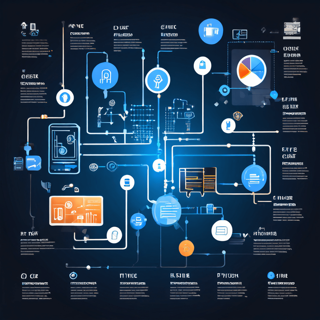 데이터의 생성부터 아카이빙까지의 여정을 수집, 분석, 저장, 삭제의 심볼 아이콘으로 표현한 현대적인 추상 플로우차트가 깔끔한 디지털 인터페이스에 배치된 이미지입니다.