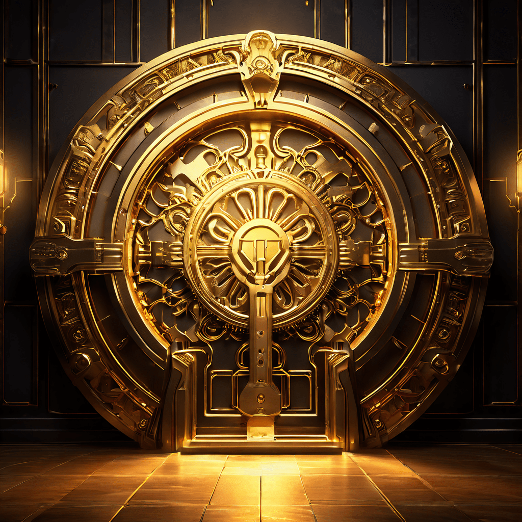 시각적 투자를 의미하는 황금 열쇠로 신뢰할 수 있는 플랫폼을 상징하는 거대한 금고 문을 열어내며, 내부로부터 비추는 빛이 보안과 최우선 선택에 대한 확신을 상징적으로 표현하고 있습니다.