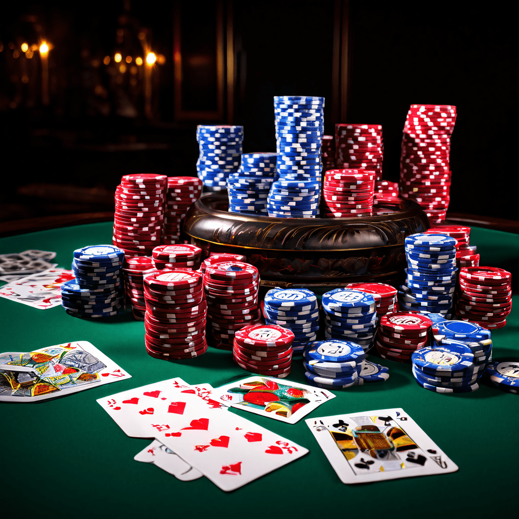 A professional dealer in a black vest holds a deck of cards over a green baccarat felt table with chips and a shoe, illustrating d