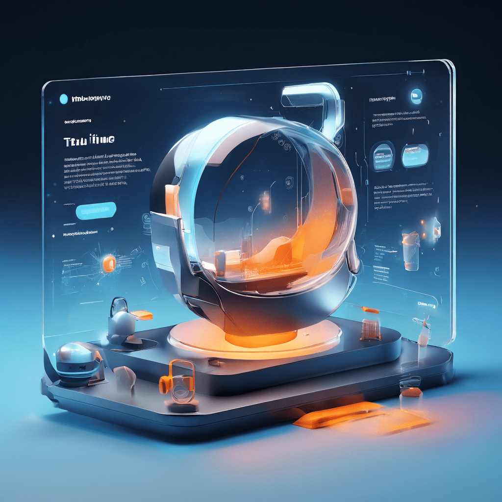 New user landing on a digital review platform with layered interface glow and secure data flow paths.