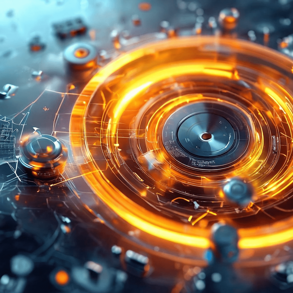 Premium cloud platform interface showing connected data layers and secure online service workflow with polished cinematic...