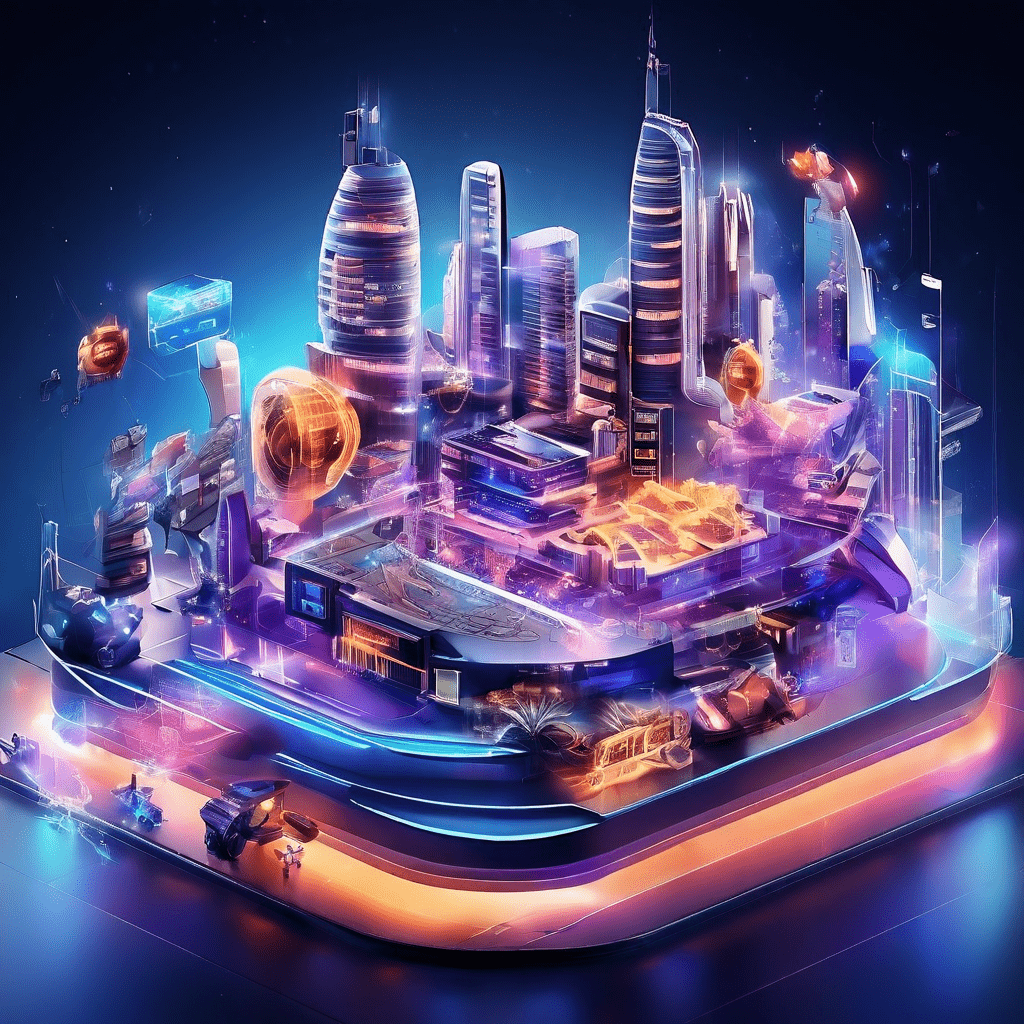 Digital platform interface comparing secure online service flows with layered data paths and glowing interface layers.