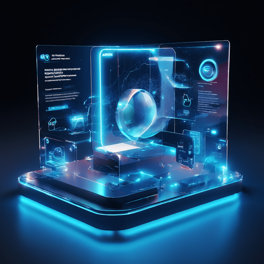 Side-angle operator monitoring digital guarantee layers on abstract screens with polished cinematic lighting and clean depth.